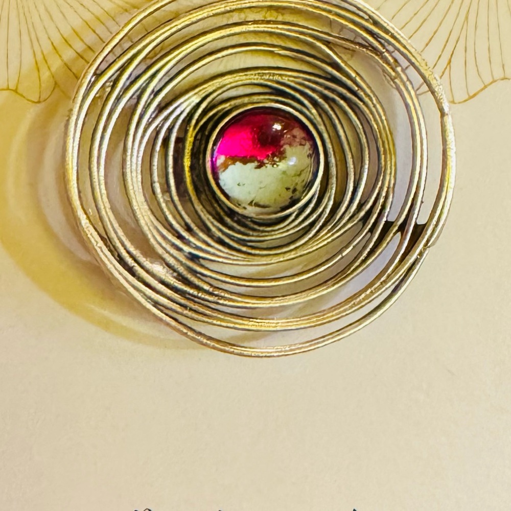 Nina Juniper Adjustable Saturn Statement Ring Hot Pink & Pistachio Original Art - Picture 3 of 3